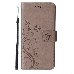 Butterfly Embossed PU Leather Phone Case - Redmi Note 13 4G (GRAY)