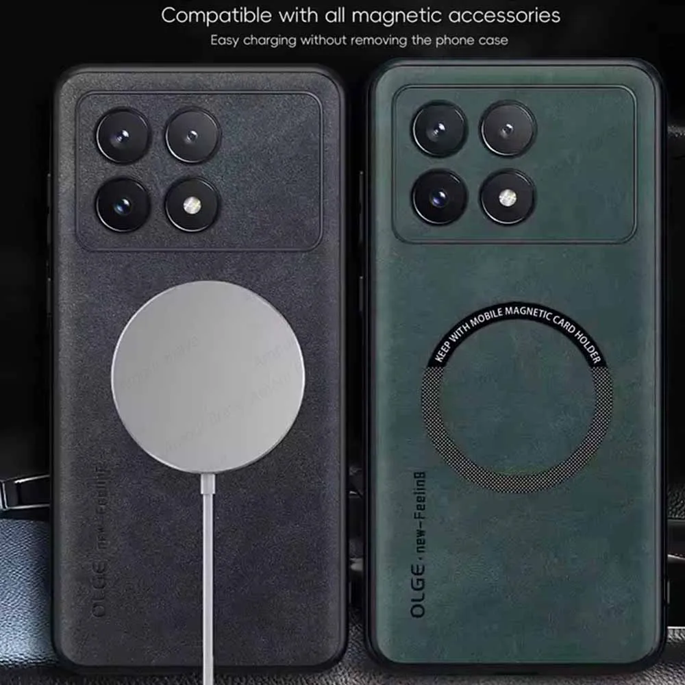 Magnetic Wireless Charging Leather Phone Case - Magsafe Compatible Back Cover