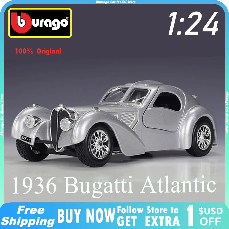 Bburago 1:24 Bugatti Atlantic 1936 Model Car Lega Racing Diecast Giocattolo In Metallo Classic Sports Car Model Collection Regali Per Bambini