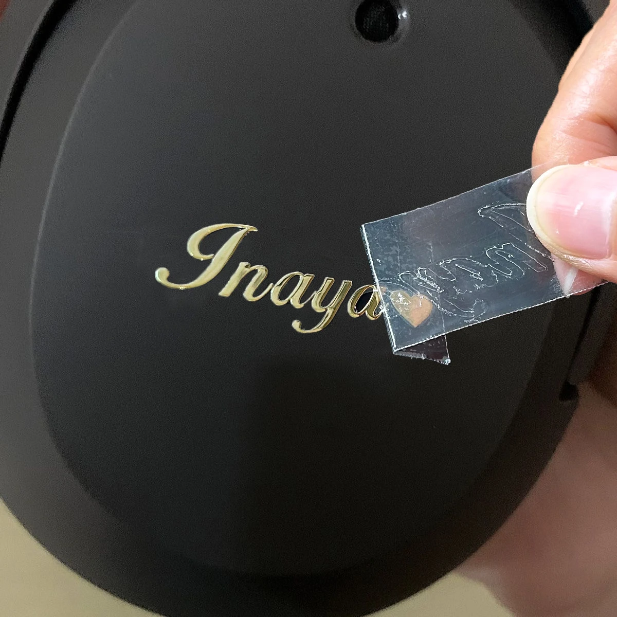 Metal transfer sticker 50PCS 3D custom logo name self-adhesive with any text Gold and Silver for easy tearing