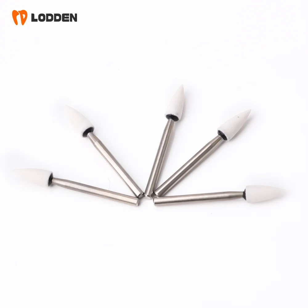 LODDEN 5 Stück Dental-Polierbohrer aus weißem Stein, Kegel-/Flammen-/runde Form, Abriebbohrer, FG zum Polieren, Füllen von Verbundwerkzeugen – Detail 6