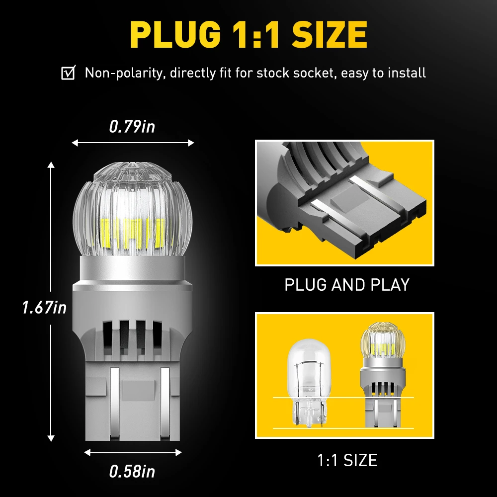 AUXIOT ڵ ȣ Ĺ̵ DRL   , 7440 LED , ȭƮ , W21W, WY21W, T20, 7443, W21, 5W, 2 