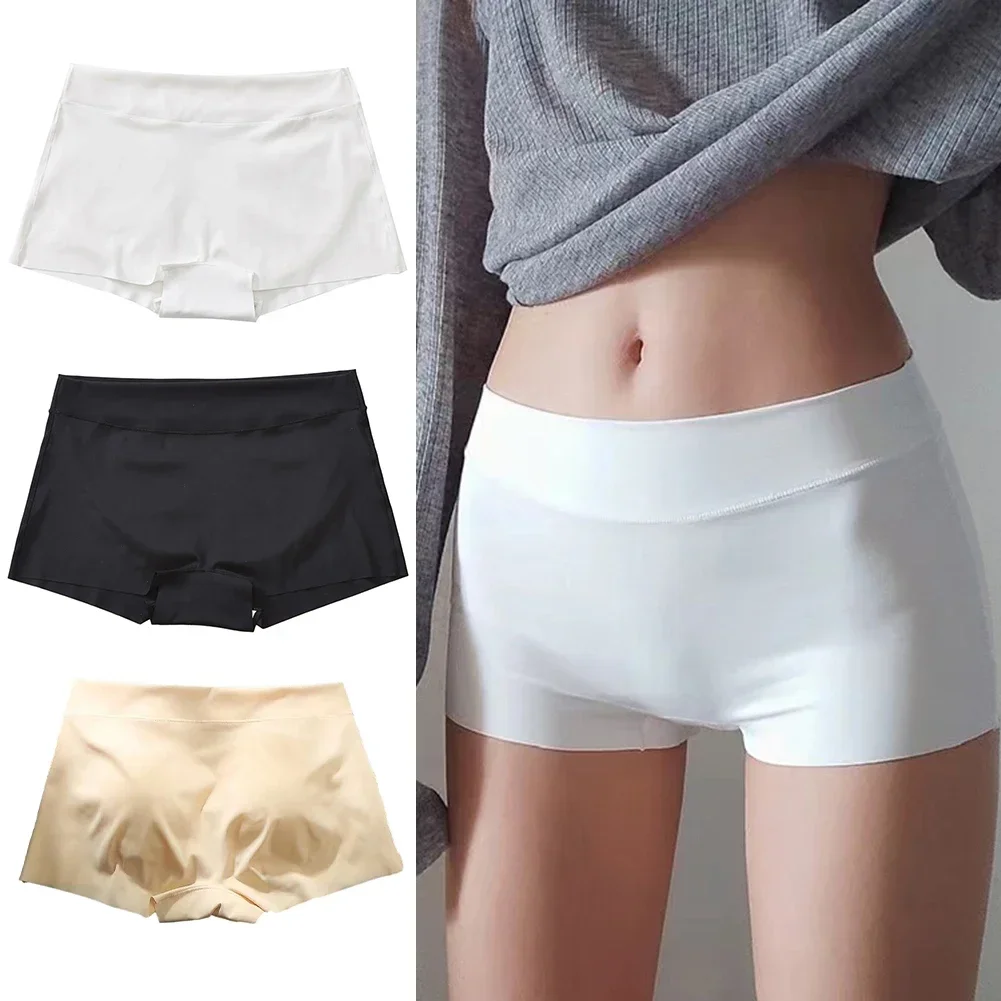 Women Large Size Safety Shorts Under Skirt Seamless Ice Silk Boxer Briefs For Female Boyshorts Summer Safety Pants