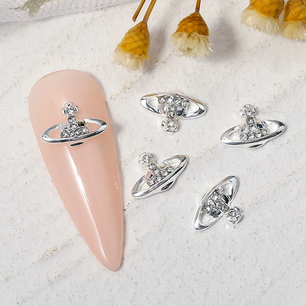 10pcs Punk Planet Nail Art Charm 3D Gold/Silver Glitter Planet Nail Decoration DIY Luxury Planetry Design Nail Accessories 5