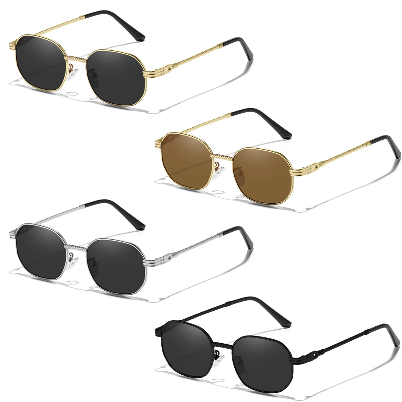 Retro Metal Fishing Sunglasses Black Round UV400 Protection