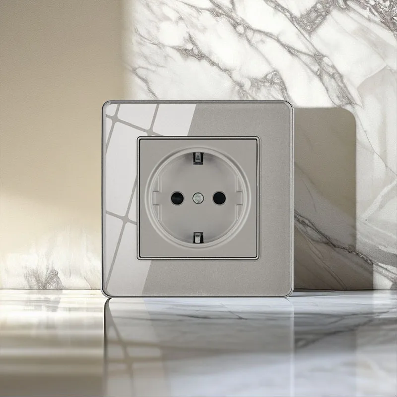 

250V 16A Tempered Glass Panel 86mm*86mm Wall Socket Electrical Outlets EU European Standard Wall Power Socket Sockets Equipment