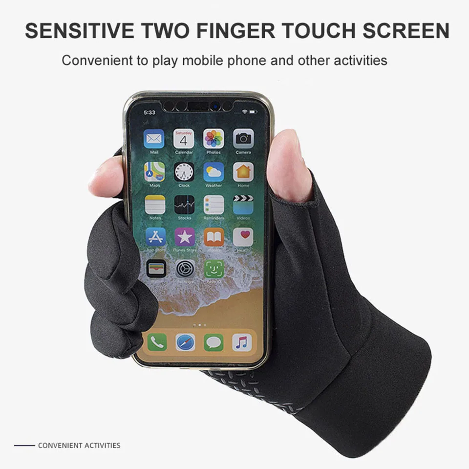 Fall Winter Second Finger Gloves Padded Warm Fishing Gloves Half Finger Touch Screen Windproof Anti-slip Cycling 1Pair cycling gloves,fingerless gloves,fishing gloves