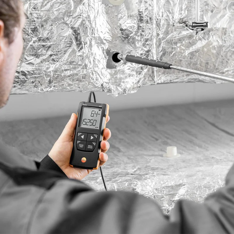 Testo 416 디지털 풍속계 16mm 베인(앱 연결 포함) 0563-0416 iOS/안드로이드용 휴대용 공기 흐름 측정 도구