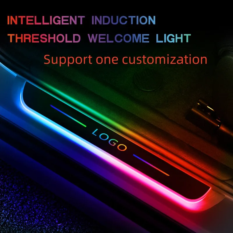 

Customized Car door illuminated sill light logo Projector lamp Power Moving LED Welcome Pedal Car Scuff Plate Pedal Symphony