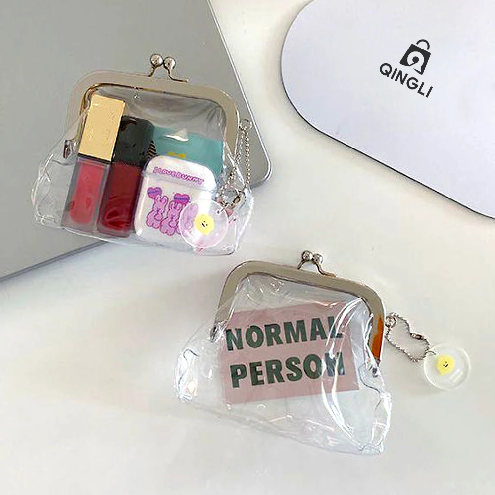 New Fashion Transparent Coin Purse Summer PVC Clear Wallet Women Lipstick Earphone Key Credit Card Storage Bag Girls Small Purse