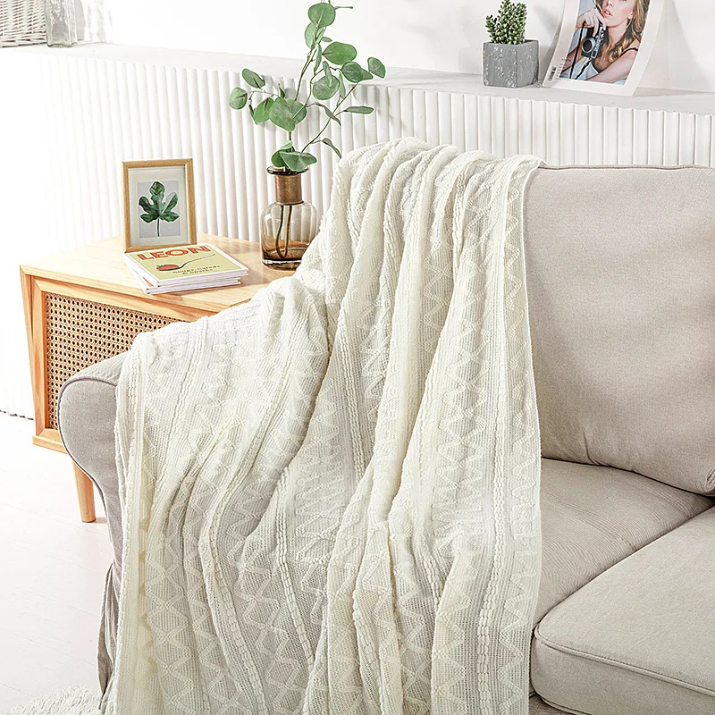 Khaki Knitted Blanket Vintage Green Woven Towel Sofa Blanket Tassel Casual Large Soft Cozy Throw Bedspread Couch Cover Farmhouse 5