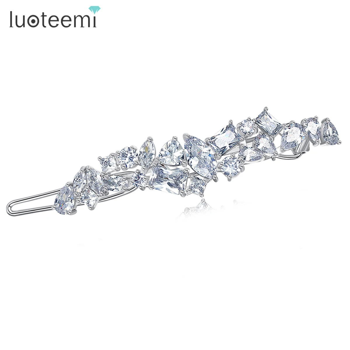 LUOTEEMI Fashion Design Cubic Zirconia Hairpins for Wedding Shinning CZ Bridal Hair Accessories Hairs Claw and Pins for Girl's