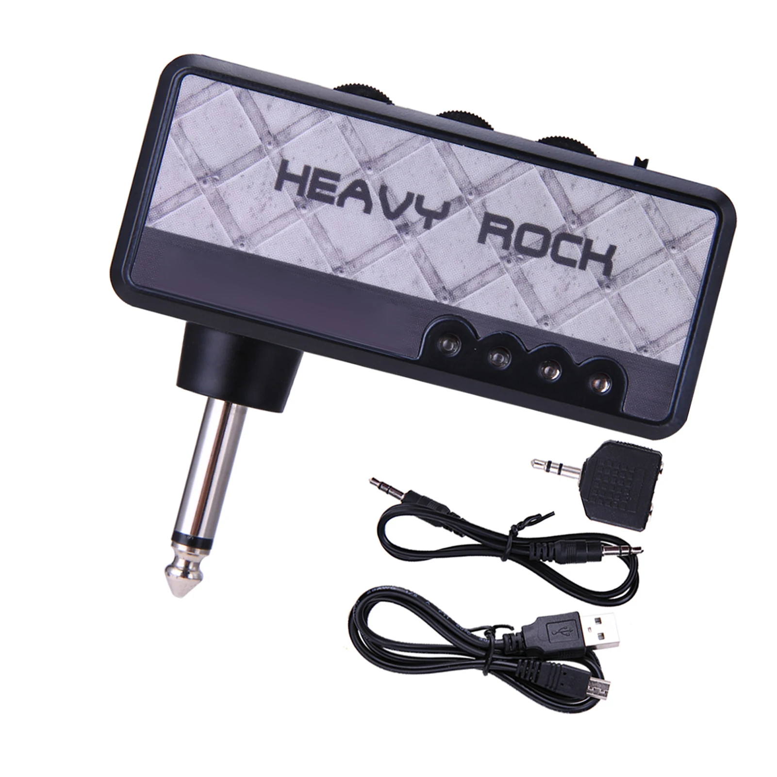 Electric Guitar Headphone Amplifier Amp 3.5mm Headphone Jack Aux In Classic Rock Distortion Effect Built in Rechargeable Battery