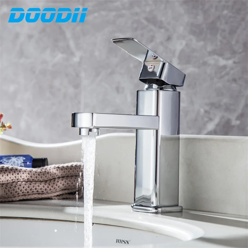 

Doodii Zinc Alloy Deck Mounted Sink Bathroom Faucet Crane Rust and Corrosion Resistance Hot And Cold Tap Washbasin Faucet