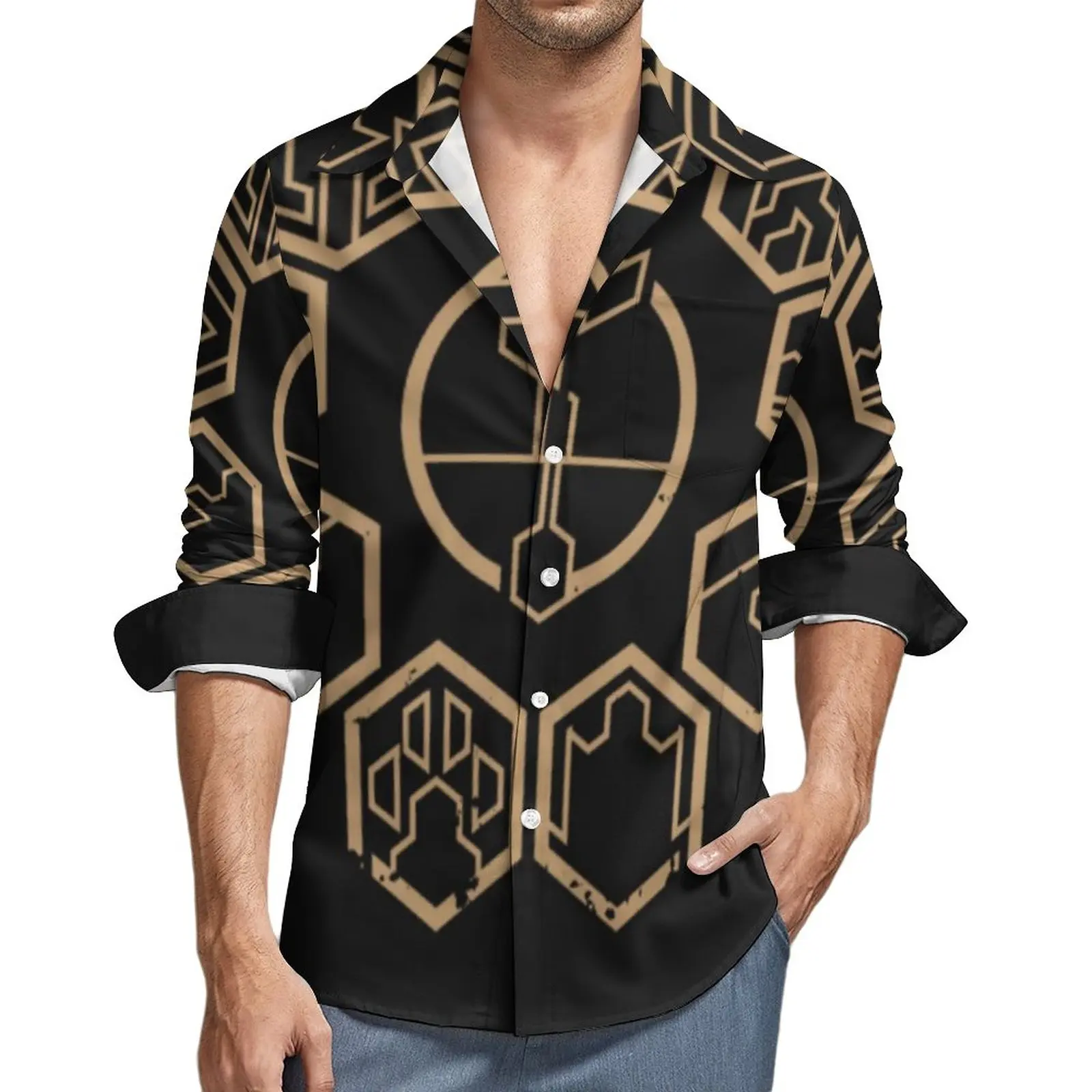 Gaia Shirt Mens Horizon Wart West Camicie Casual Primavera Streetwear Design Camicette Manica Lunga Novità Abbigliamento Oversize