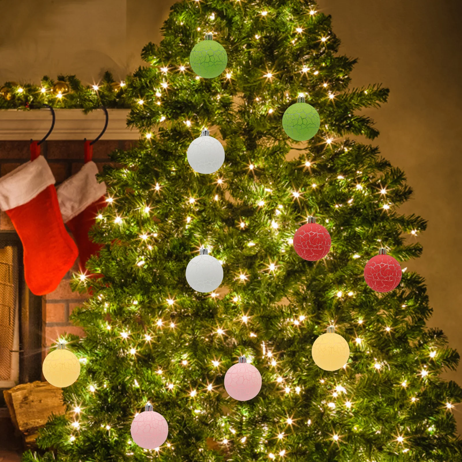 Macaron Christmas Ball 6Pcs Hanging Balls Ornaments Christmas Tree Decoration Home Pendant Craft For Party Supplies