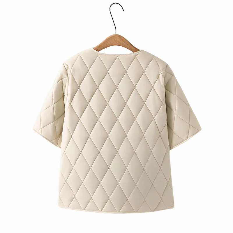 Plus Size Women Parka Autumn New Fashion Loose Thin Short Sleeve Padded Coat 315