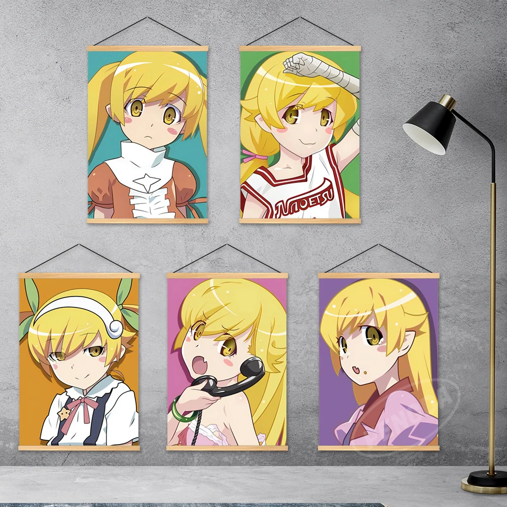 

HD Wooden Nisemonogatari Hanging Painting Canvas Prints Oshino Shinobu Decor Home Poster Modular Pictures Anime Wall Art Mural