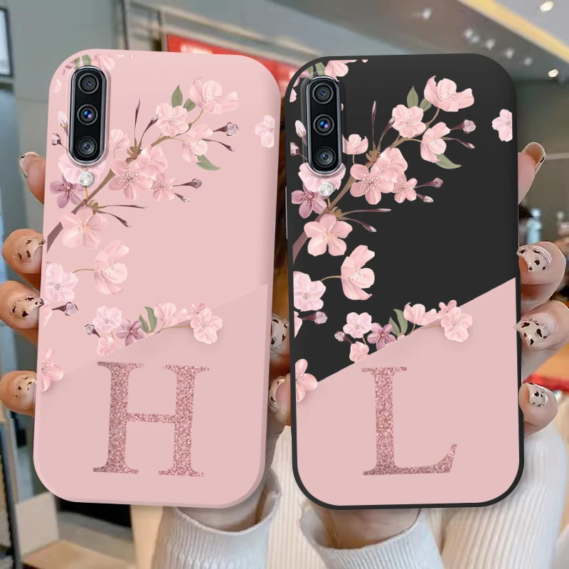 Letter Flower Phone Case For Samsung Galaxy A50 A50S A30S A70 Shockproof TPU Bumper Soft Silicone Cover For Samsung A 70 Fundas
