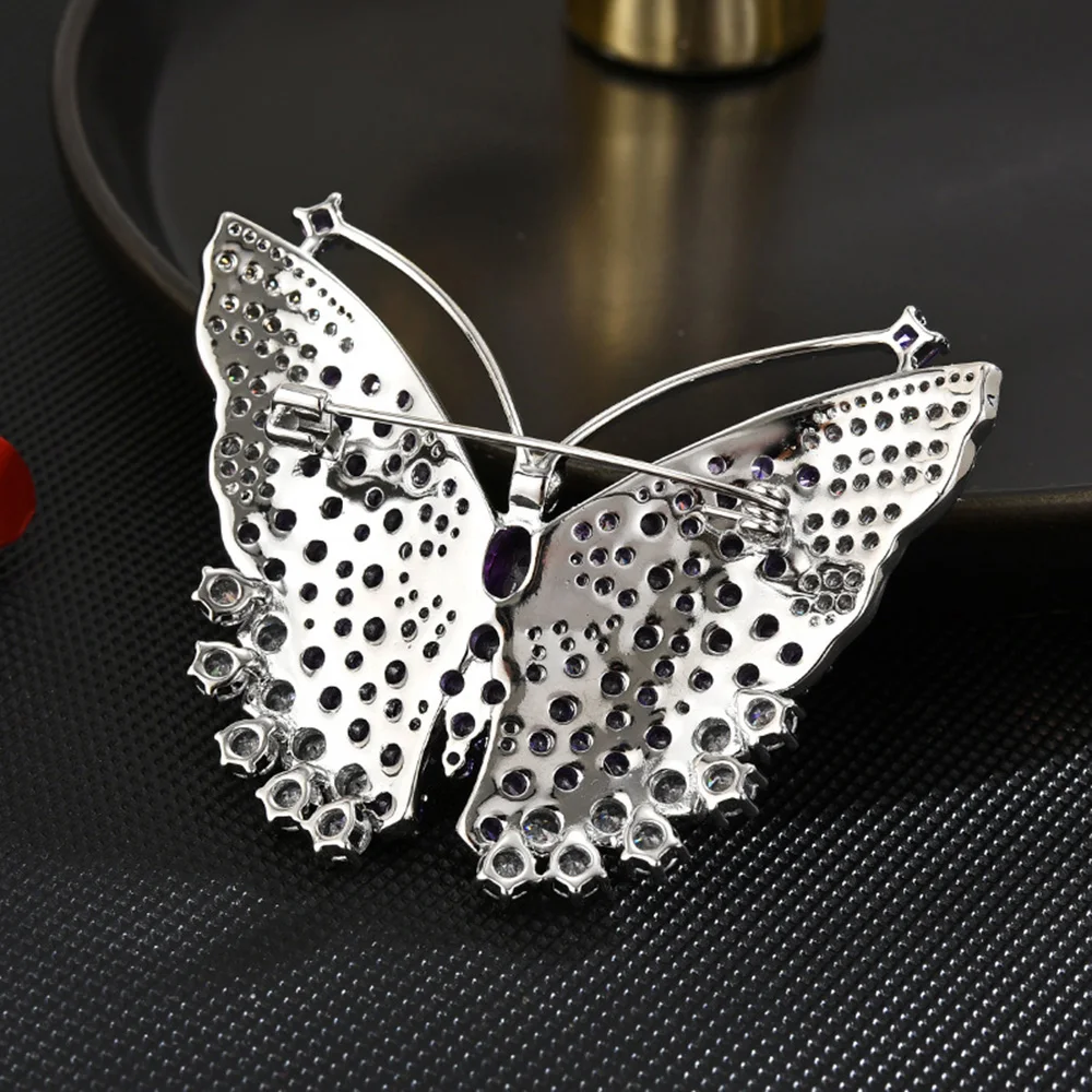 Fashion Colorful Butterfly Brooch Wedding Crystal Rhinestone Insect Broche Mujer Bouquet Hijab Scarf Pins for Backpacks