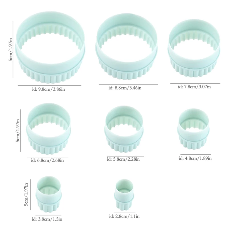 Round Cookie Cutter Wave Lace Circular Hand Press Fondant Biscuit Mold Cake Dumplings Decorating Tools 8pcs/set