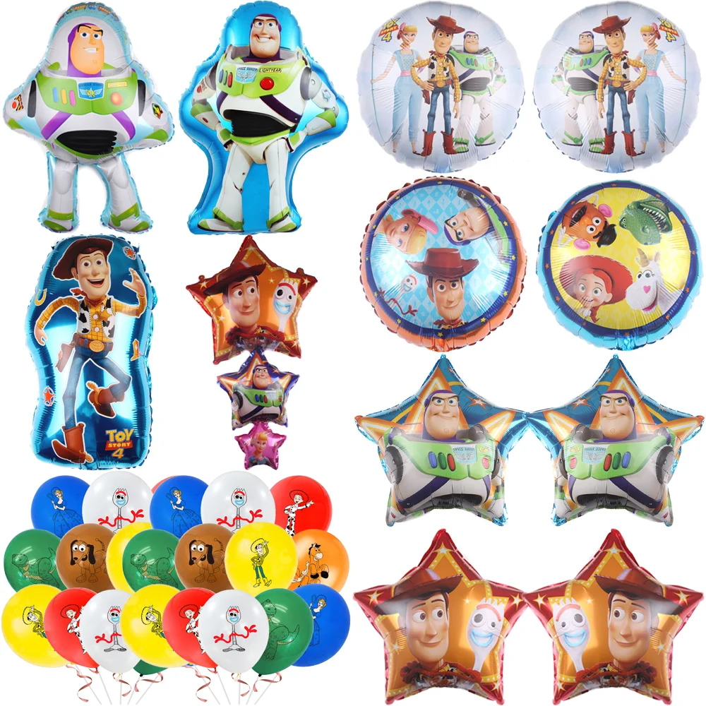 Disney Buzz Lightyear Kids 1st Number Balloon Set Toy Story Birthday Party Supplies Baby Shower Boy Party Decoration Globes gold glitter kids birthday party caps conical star paper hats birthday party baby shower girl boy headband decoration supplies