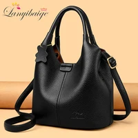 Sacs à main en cuir souple pour femmes, fourre-tout à bandoulière, sac messager, grande capacité, poignée supérieure, marque de haute qualité, initié 1