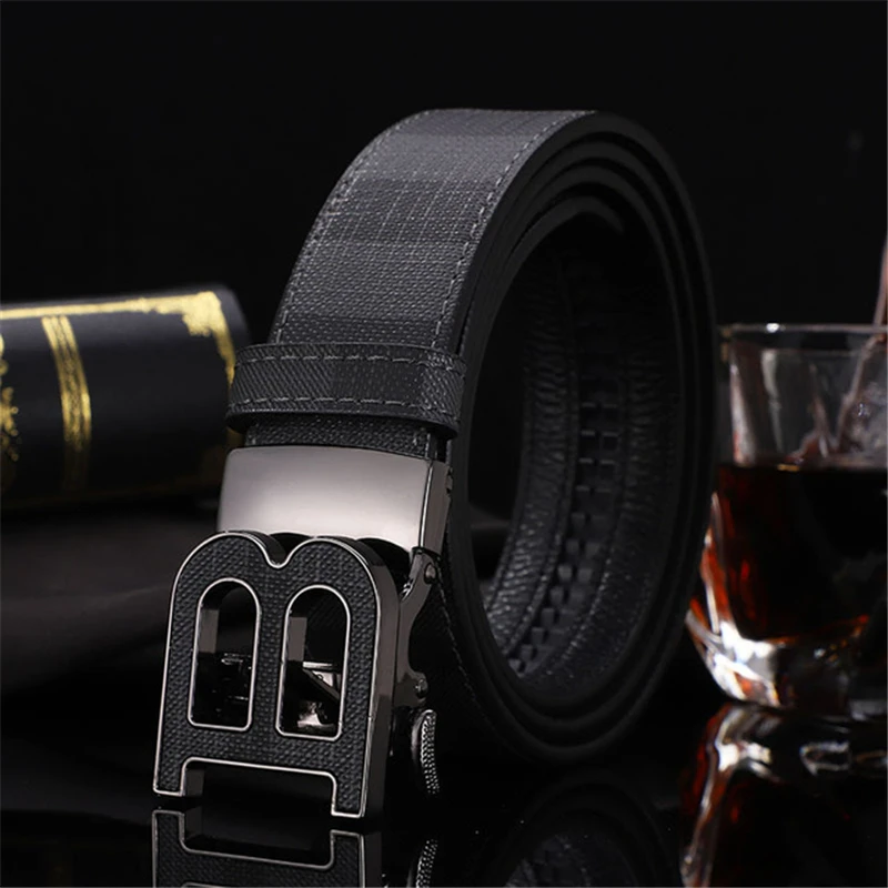 Good Quality K letter Black genuine leather designer belts men