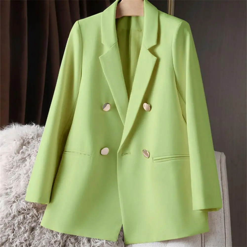 

Breathable Coat Casual Business Jacket Professional Women's Double-breasted Suit Coat for Business Style Ol Commute Loose Fit
