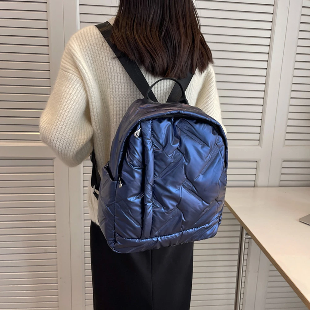 Mochilas acolchadas de moda para mujer, bolsos escolares impermeables de Color sólido para estudiante, mochila escolar Simple con cremallera informal para otoño| AliExpress