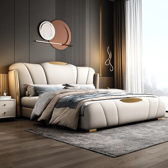 Sommeil Unique lit nordique cadre rembourré tables de nuit lit Queen Size tête de lit Muebles Para dortoir chambre ensemble meubles 1