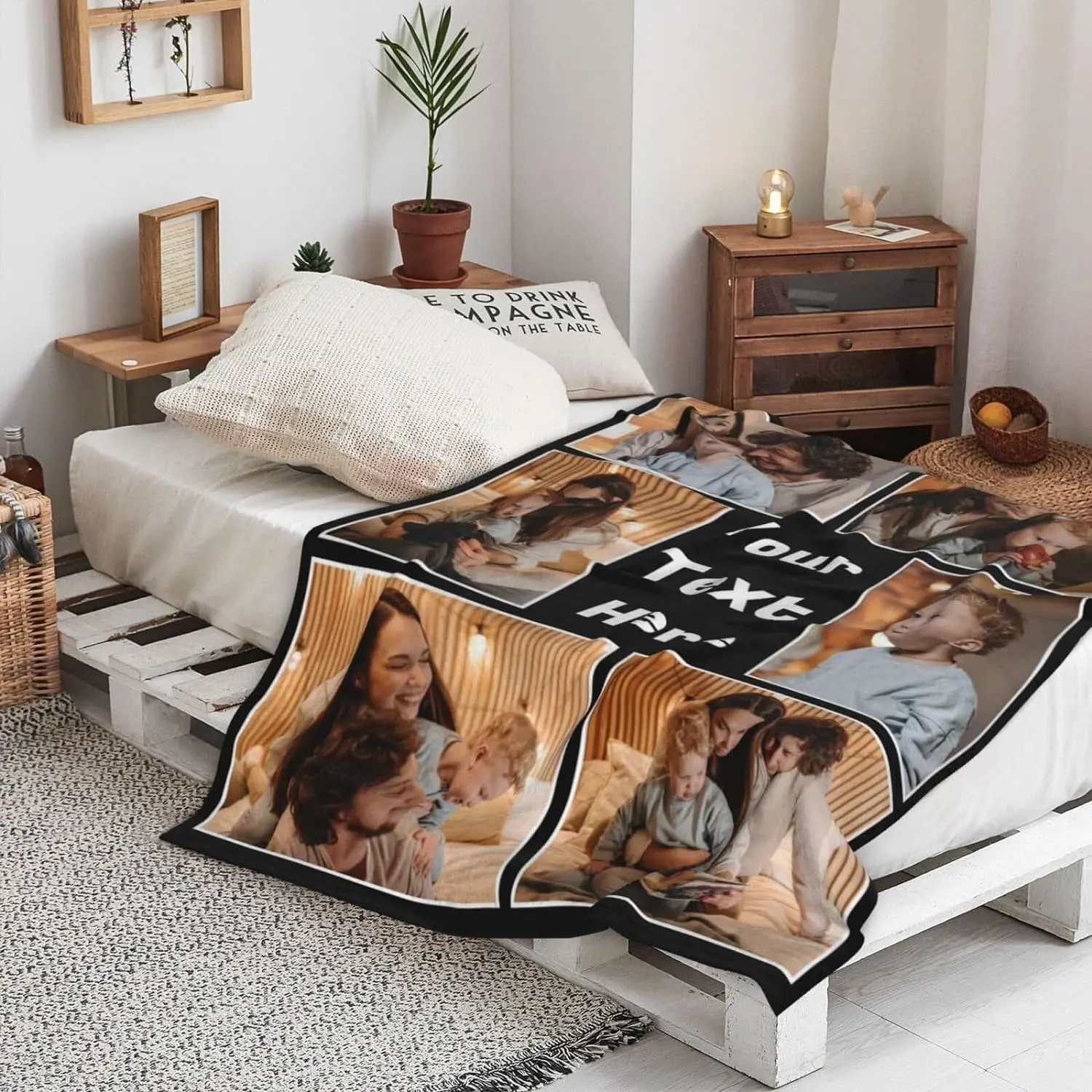 Personalized flannel blanket with photos, the best Bestie custom blanket memory souvenir ever, collage art 4