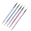 5pcs/Set 2 In 1 Dual-Ended Nail Art Liner Brushes With Crystal Handle Professional UV Gel Dotting Painting Drawing Pen DIY Tools 4
