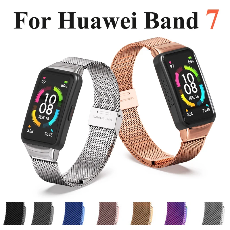 Stainless Steel Strap For Huawei Band 7 Magnetic Loop Watchband Women Men  Watch Metal Bracelet For Huawei Watch Band 7 correa