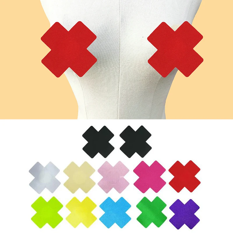

Breathable Cross Female Chest Patches Self Adhesive Invisible Nipple Cover Reusable Women Chest Paste Bra Patch Bra Accessory