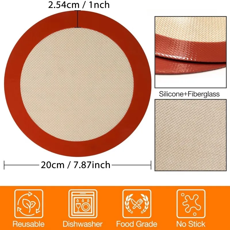 1/2PCS Circular silicone baking pad reusable and non stick oven pad suitable for air fryers and ovens