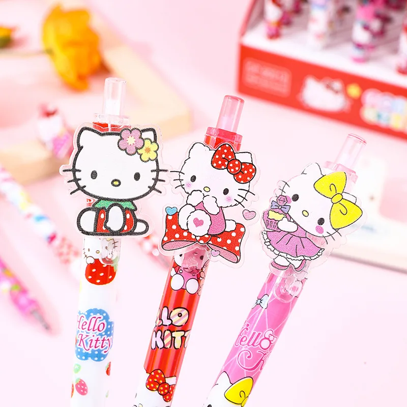 Sanrio Cartoon 24/48 Stuks Gel Pen Hello Kitty Gelukkig Nieuwjaar Creatieve 0.5 Zwarte School Briefpapier Handtekening Pennen Groothandel
