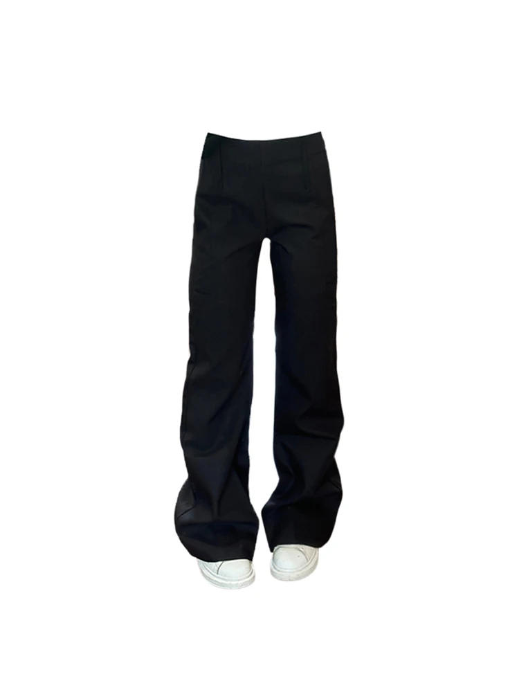 Women's Black Gothic Flare Pants Harajuku Streetwear Low