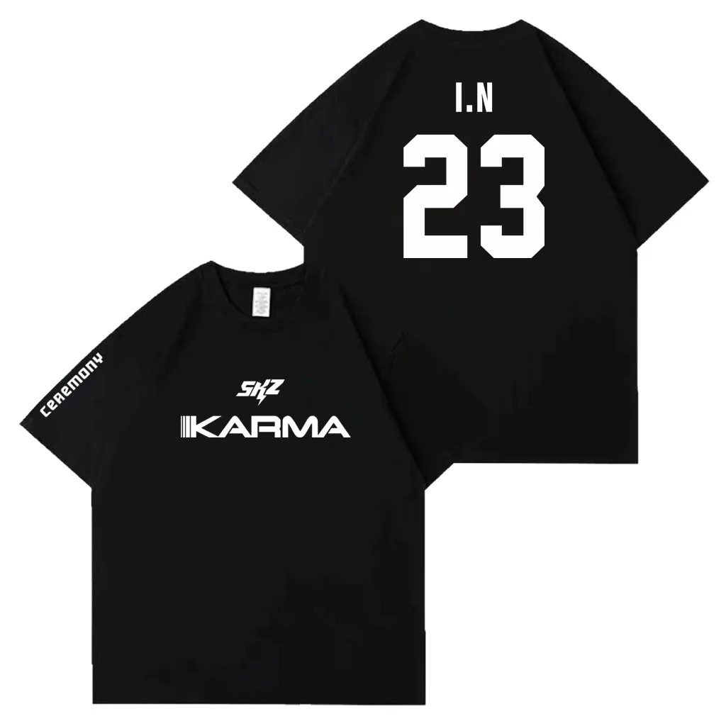 Kpop Stray 2025 Das 4. Album KARMA Zeremonie Kpop Mode Lose T Shirt Männer Frauen Casual Baumwolle Gemütliche K-pop Kurzarm Top – Detail 8