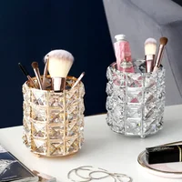 Europe Metal Makeup Brush Storage Holder Test Tube Eyebrow Pencil Organizer Bead Crystal  Jar Jewelry Diamond Cosmetic Box lw037 1