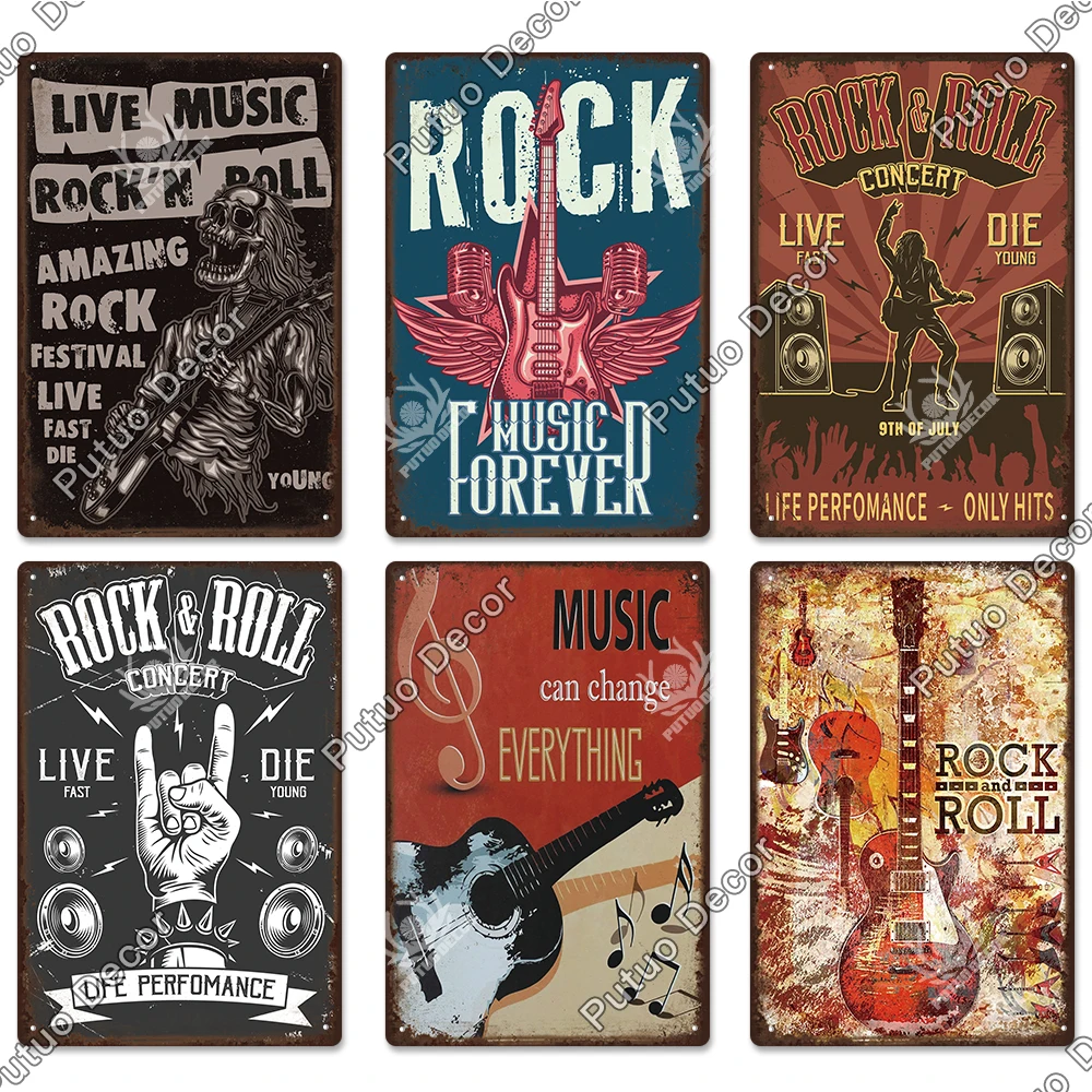 Wall Stickers Home Decor Posters Vintage Rock Tin Sign