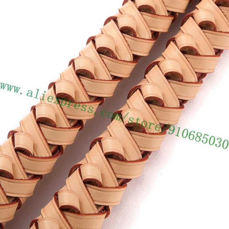 Top Quality Real Vachetta Braided Handle Strap For Designer Women Handbag Lady Bucket Bag Purse Tote Oxidized Patina 3 Sizes