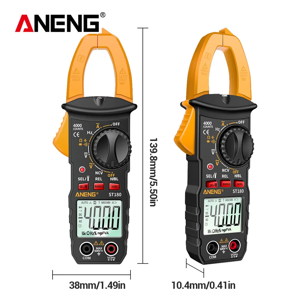 Digital Multimeter ANENG ST180 Digital Clamp Meter 4000 Counts AC Current Ammeter Multimeter Voltage Tester Car Amp Hz Capacitance NCV Ohm Tools