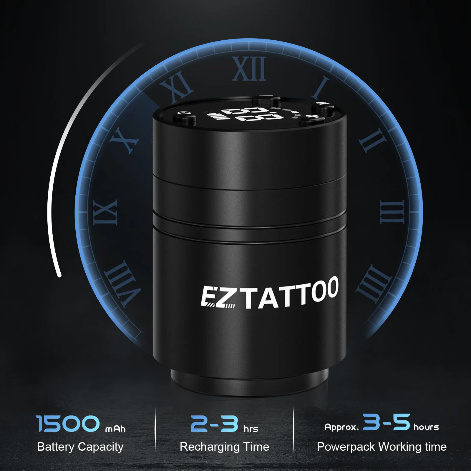 EZ Caster Wireless Cartridge Tattoo Machine pen penna a batteria girevole con alimentatore portatile Display digitale a LED da 1500mAh