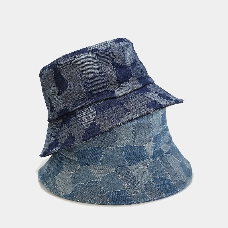 

New Retro Color Matching Denim Bucket Hat Women's Spring and Summer Sun Hat Casual Couple Bucket Hat