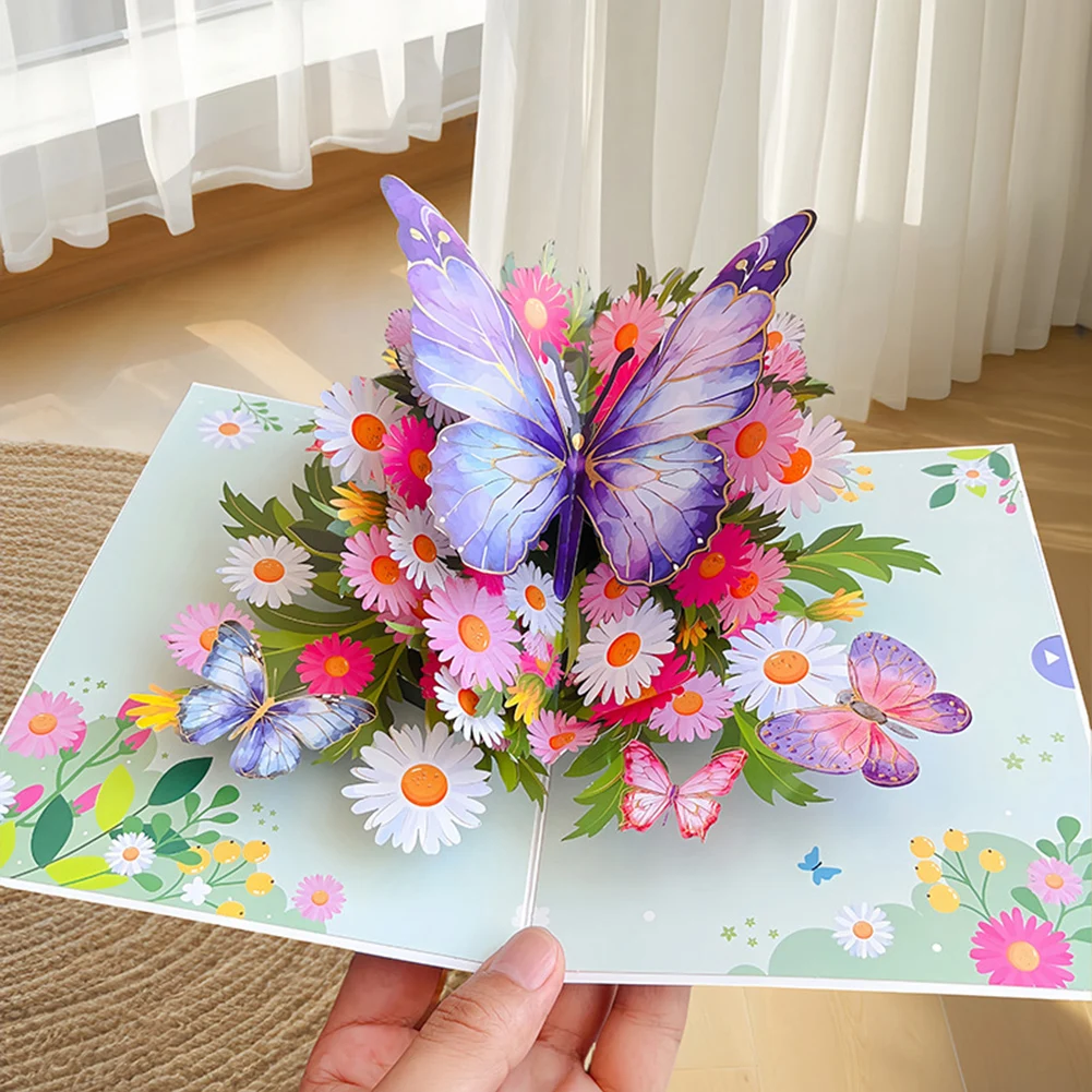 Pops-Up Butterflies Greeting Card Hand-made Personalized 3D Butterflies Birthday Card Present for Mother
