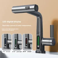 Faucet Vegetable Washing Basin Multifunctional LED Digital Display Tap Rotating Pull-out Cold and Hot Water Mixer 1