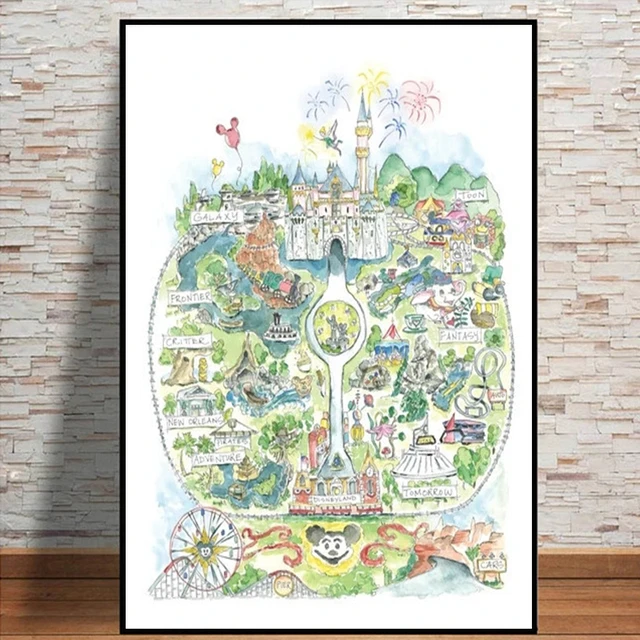  Walt Disney World Art Print on Canvas - 16 x 20 - Watercolor :  Handmade Products