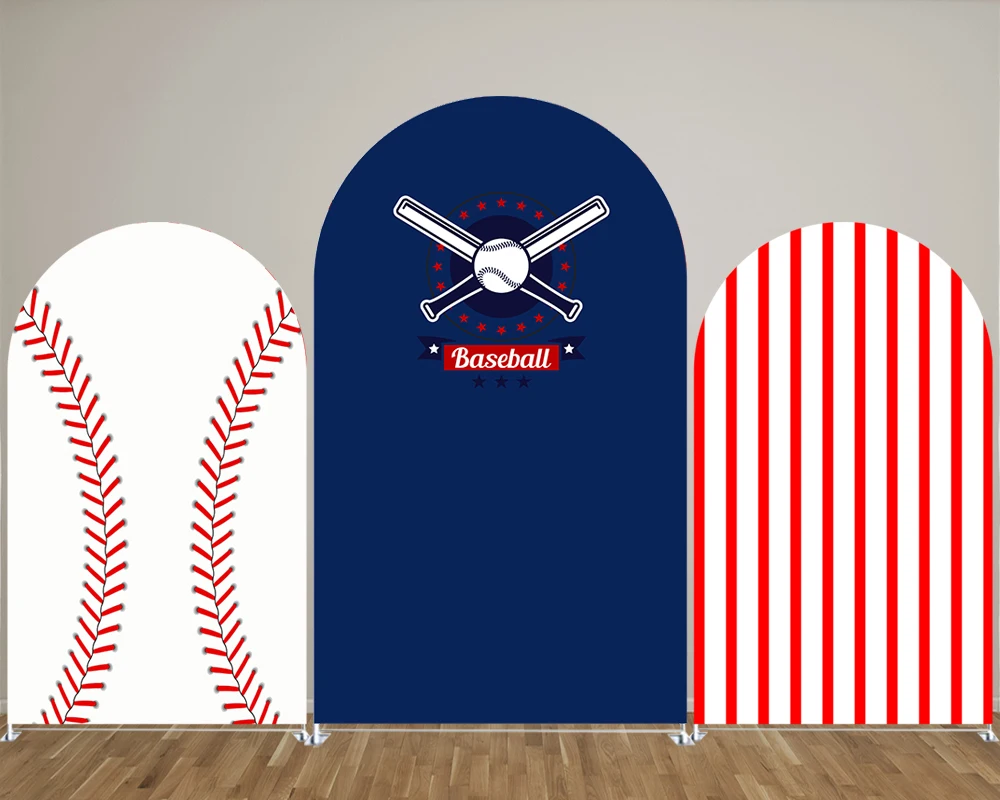 

Deep Blue Baseball Arch Backdrop Covers for Sports Theme Birthday Parties, Newborn Photograph Decoration Props