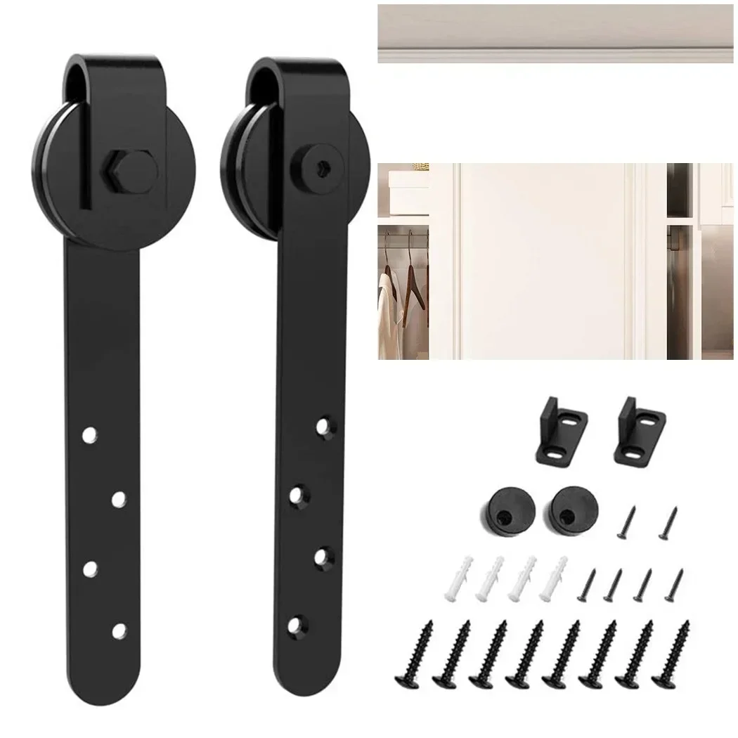 ערכת חומרה לדלת מחסן עתיקה עם גלגלים לארון, ערכת חומרה לדלת מחסן פנימית, ערכת חומרה לחיסכון במקום